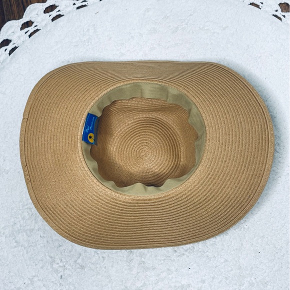 Royal Resortwear woven beaded turquoise and wood leather lace Sun hat for Sumner - Picture 10 of 13